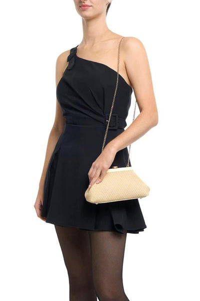 Hanna Woven Straw Clutch - Natural