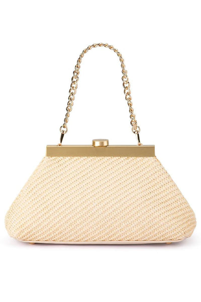 Hanna Woven Straw Clutch - Natural