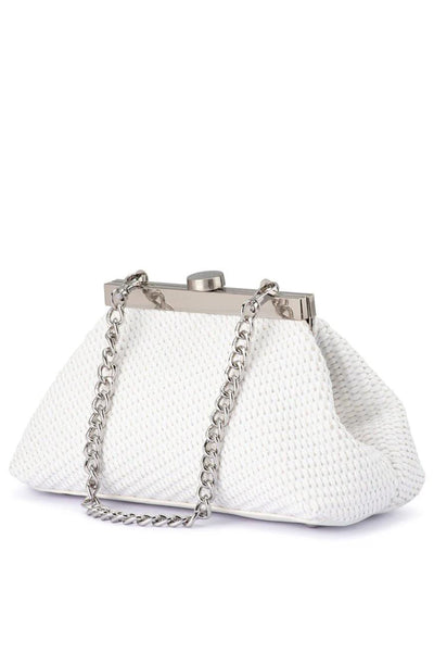 Hanna Woven Straw Clutch - White