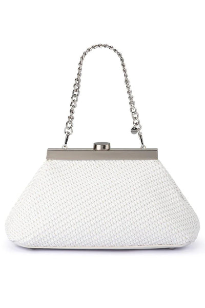 Hanna Woven Straw Clutch - White