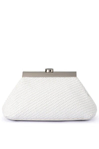 Hanna Woven Straw Clutch - White