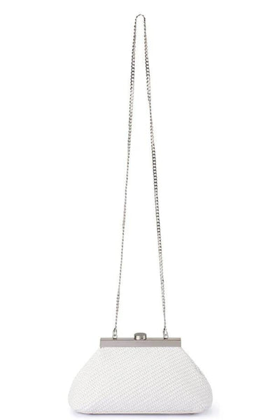 Hanna Woven Straw Clutch - White