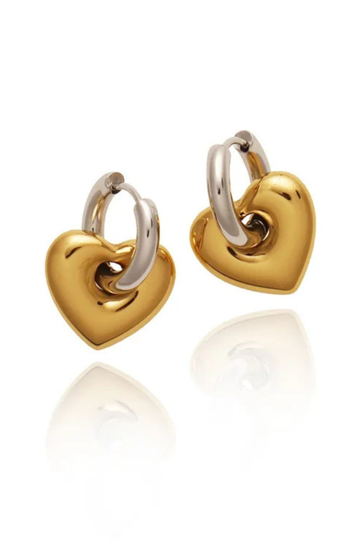 Heart Drop Earrings - Gold