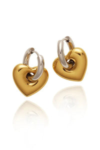 Heart Drop Earrings - Gold