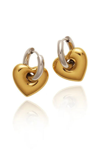 Heart Drop Earrings - Gold
