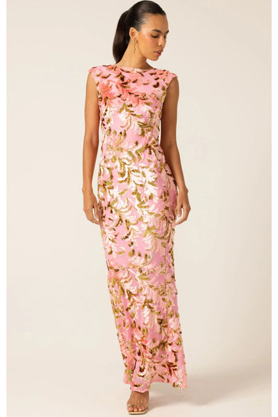 Heavenly Heights Maxi Dress - Pink Gold