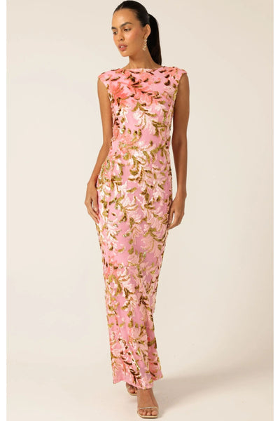 Heavenly Heights Maxi Dress - Pink Gold