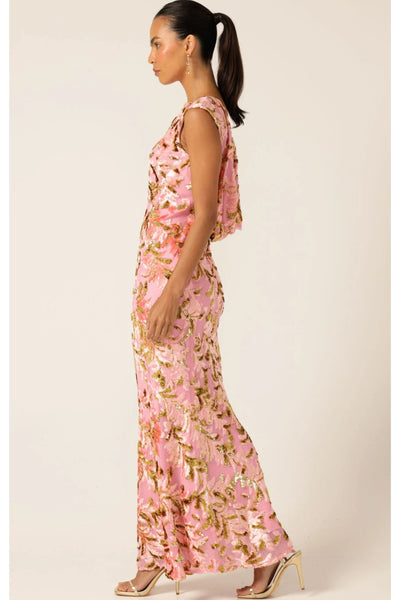 Heavenly Heights Maxi Dress - Pink Gold