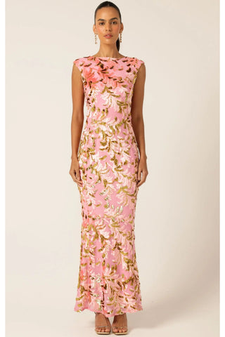 Heavenly Heights Maxi Dress - Pink Gold