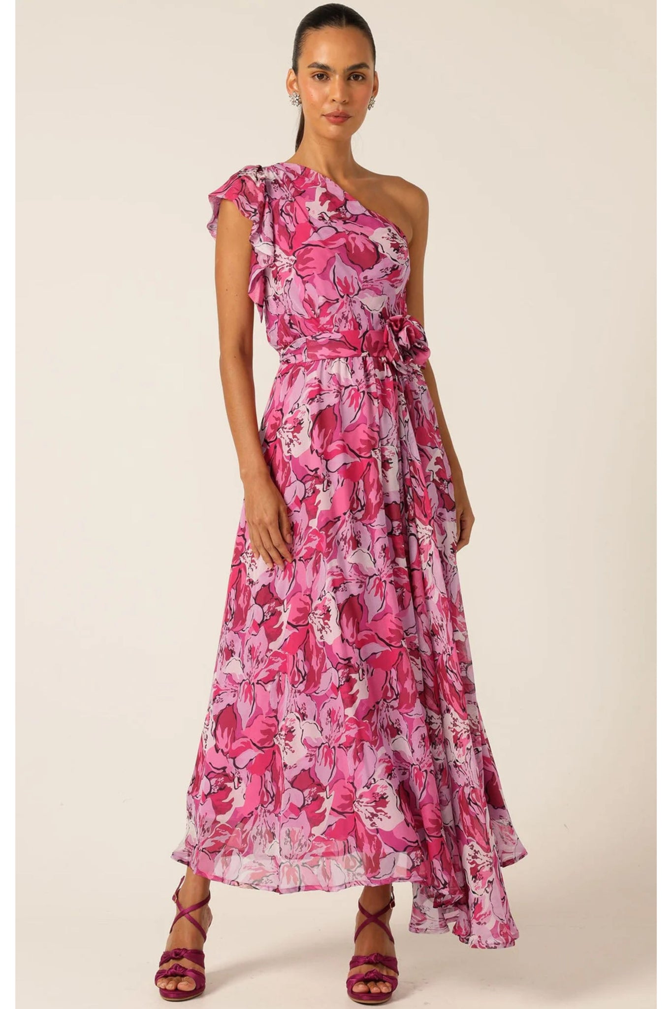 High Stakes Maxi Dress - Raspberry Mauve Floral