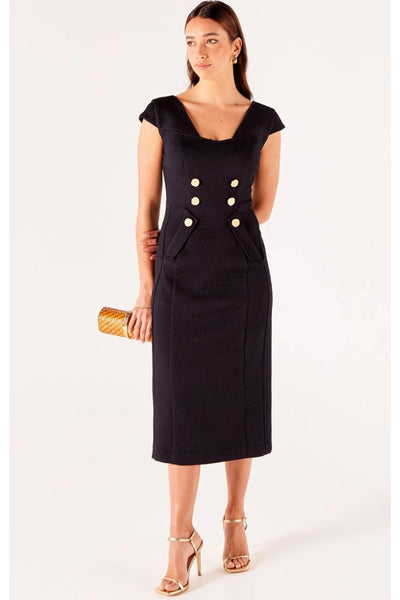 Imperial House Dress - Navy Jacquard