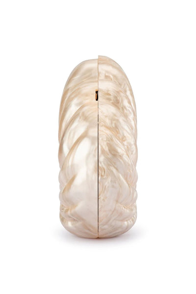 Indi Acrylic Shell Clutch - Natural