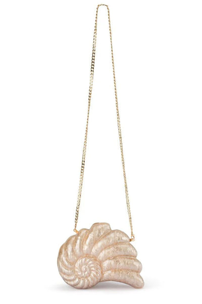 Indi Acrylic Shell Clutch - Natural
