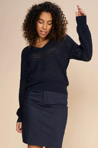 Inja V-Neck Knit - Salute Navy