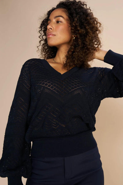 Inja V-Neck Knit - Salute Navy