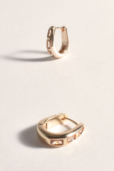 Inset Jewel Mini Hoops - Champagne Gold