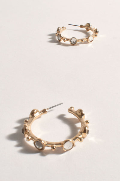 Interval Pattern Jewelled Hoops - Crystal Gold