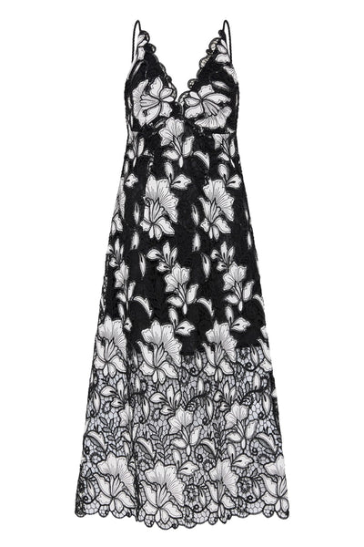 Iris Lace Midi Dress - Black White SIZE 8 ONLY