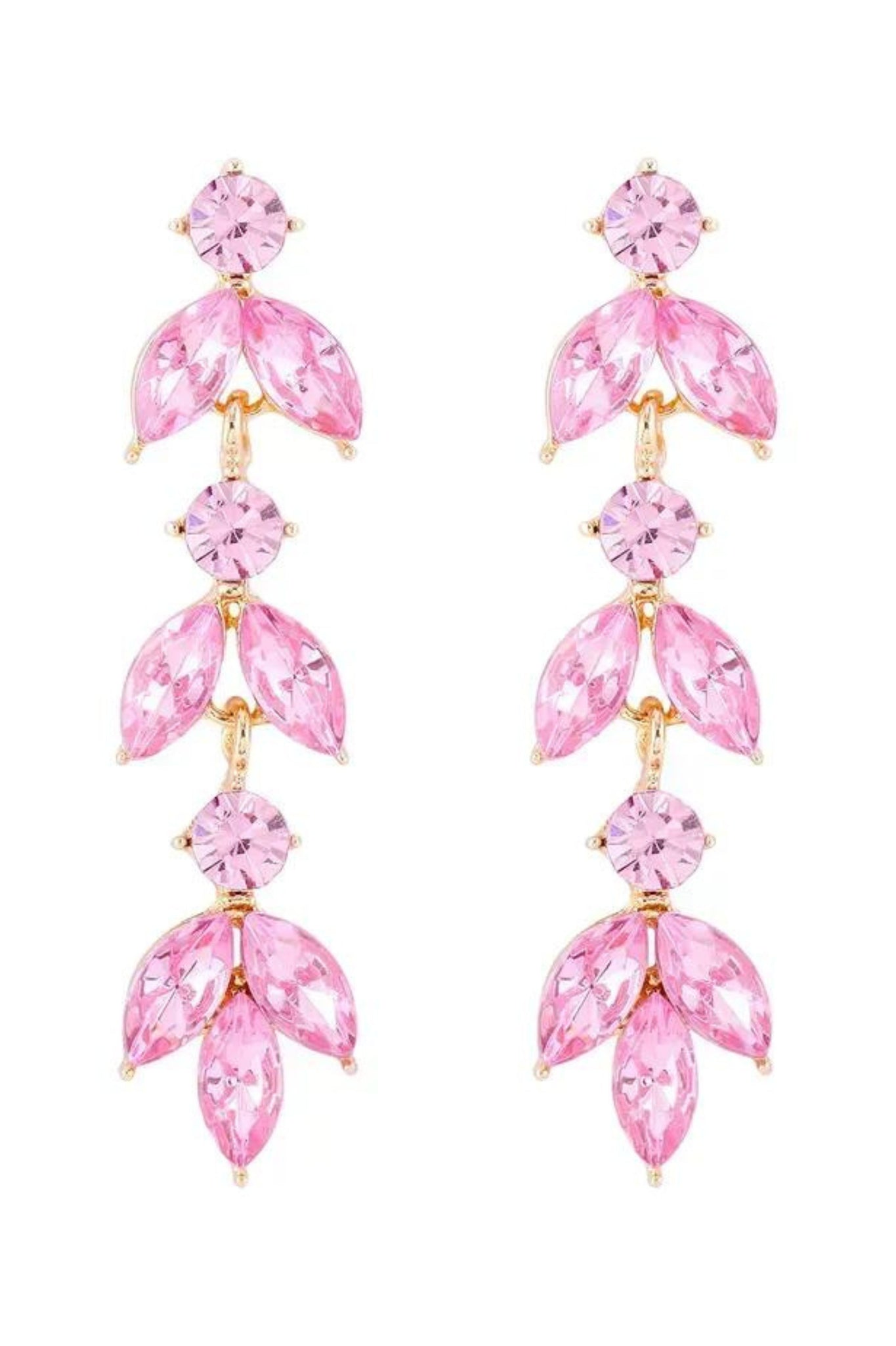Ivy Crystal Drop Earrings - Pale Pink