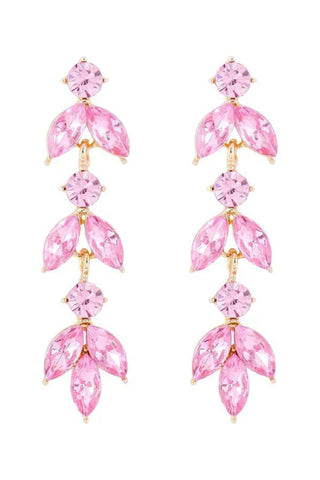 Ivy Crystal Drop Earrings - Pale Pink