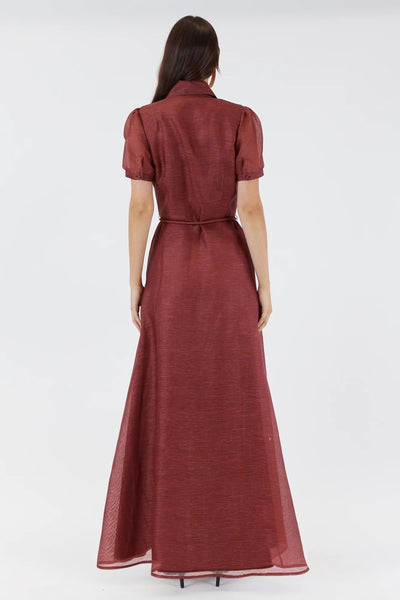 Janelle Silk Linen Shirt Dress - Chocolate