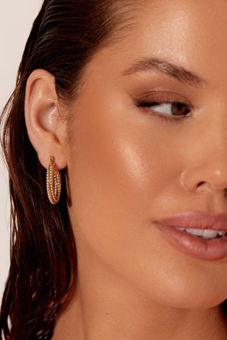 Janie Pearl Twist Mini Hoops - Gold