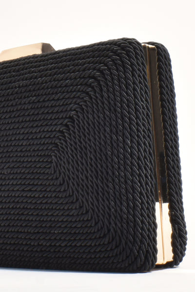 Jeanie Rope Structured Clutch - Black