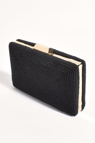 Jeanie Rope Structured Clutch - Black