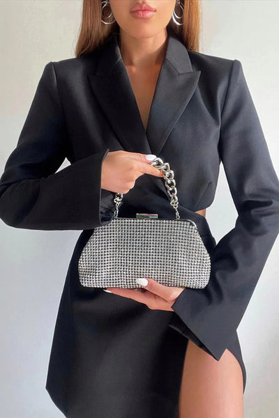 Jerry Crystal Vintage Clutch - Black Silver