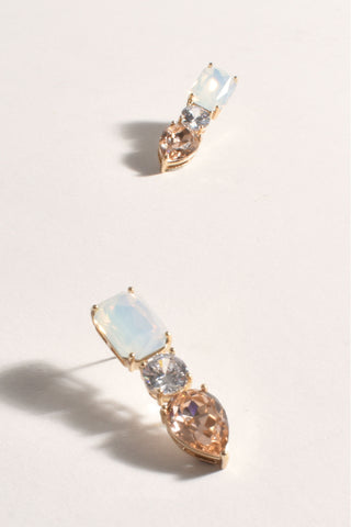 Jewel Diamante Trio Earrings - Opal Champagne