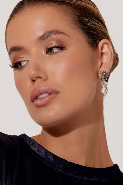 Jewel Diamante Trio Earrings - Smoke Crystal