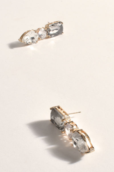 Jewel Diamante Trio Earrings - Smoke Crystal