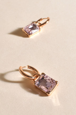 Jewel Drop Mini Hoops - Gold Pink