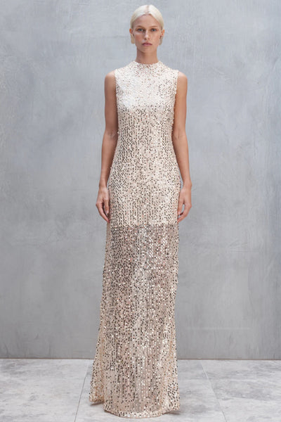 Jewel Sequin Gown - Salmon