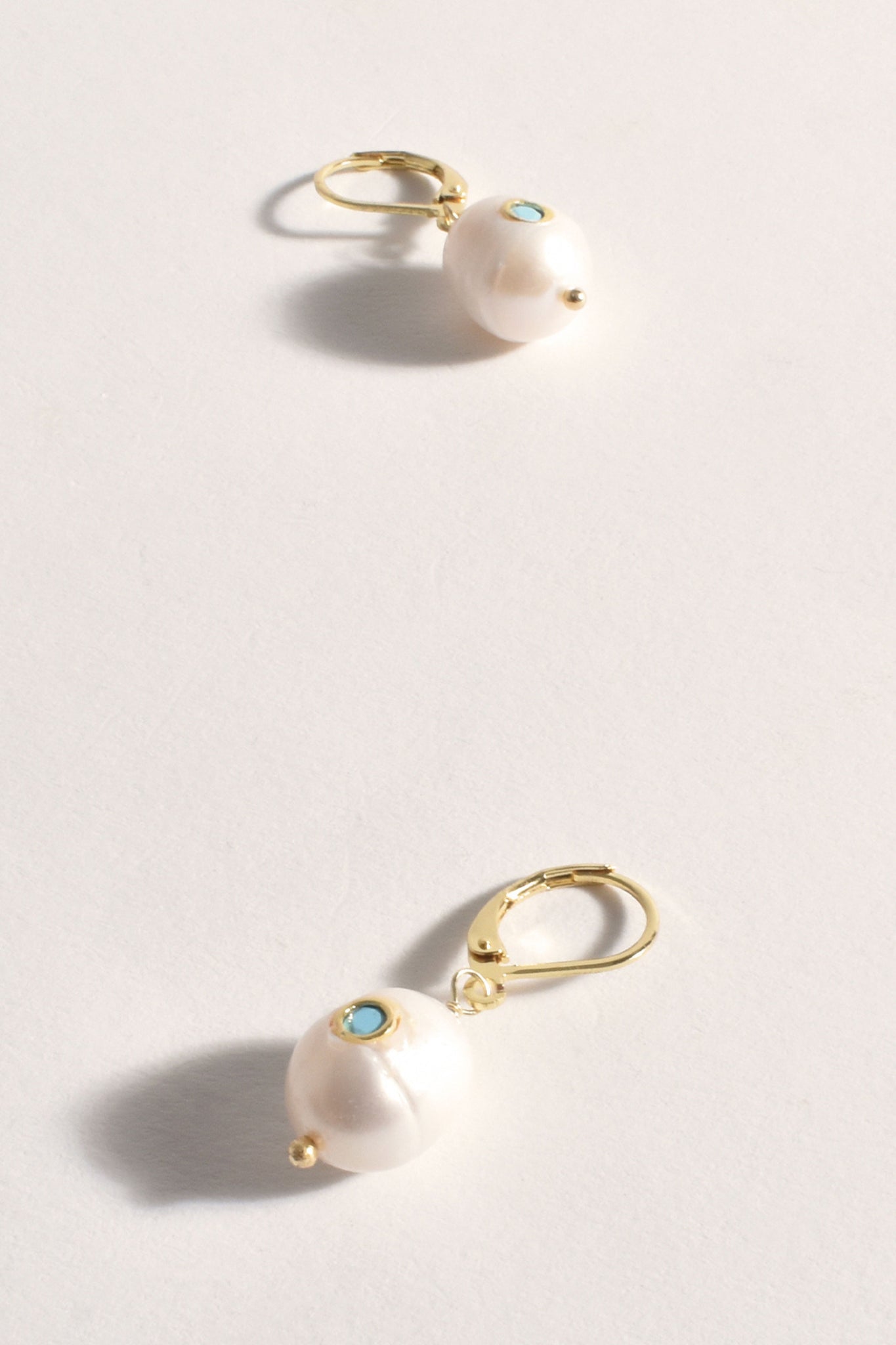 Jewel Set Freshwater Pearl Earrings - Turquoise