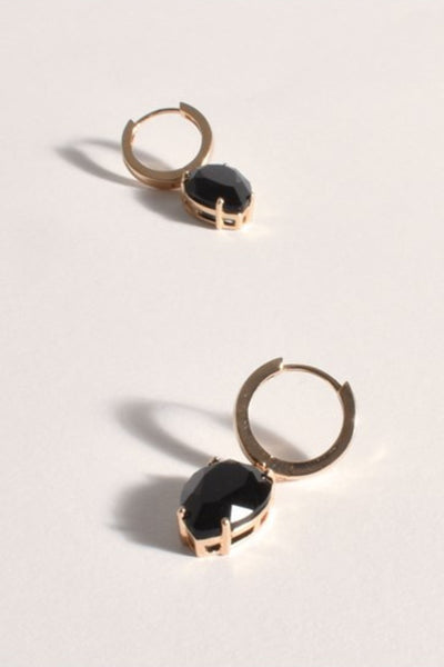 Jordan Teardrop Jewel Hoops - Black Gold
