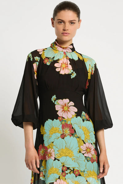 Julia Dress Dark Ink - Floral