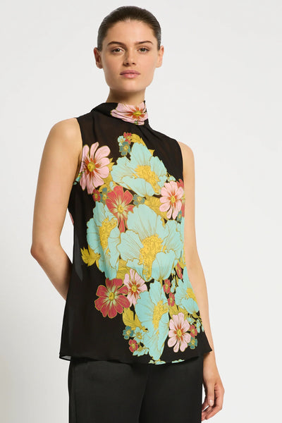 Julia Top Dark Ink - Floral