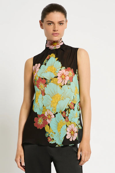 Julia Top Dark Ink - Floral