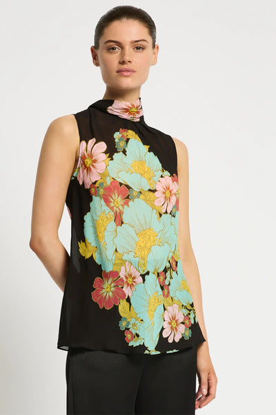 Julia Top Dark Ink - Floral