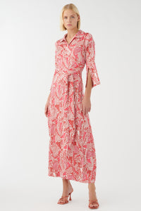 Juno Silk Wrap Dress - Calavera Terracotta