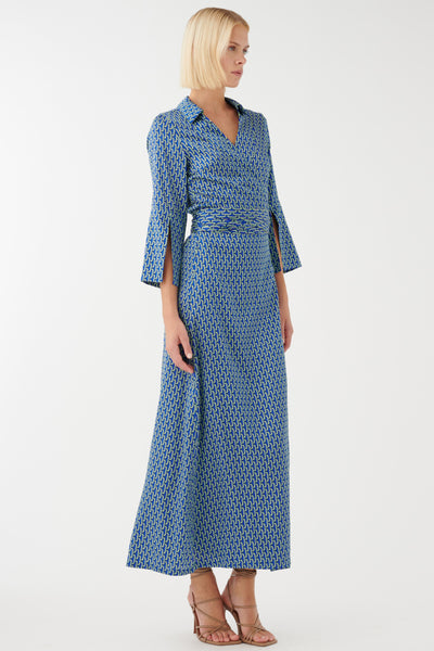 Juno Silk Wrap Dress - Yukon Sea SIZE M/10 ONLY