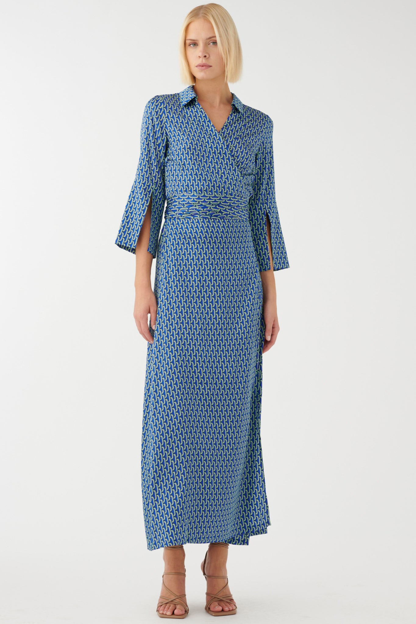 Juno Silk Wrap Dress - Yukon Sea SIZE M/10 ONLY