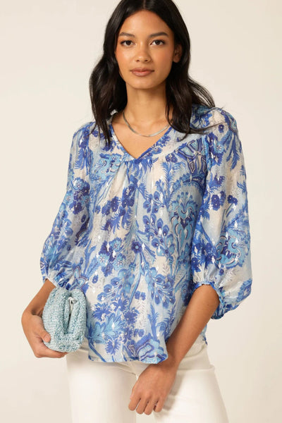 Kassiopi Top - Blue Silver Batique