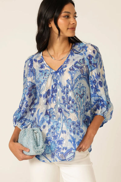 Kassiopi Top - Blue Silver Batique