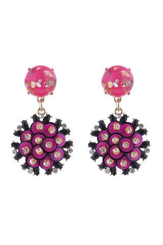 Kate Sequin & Crystal Drop Event Earrings - Pink
