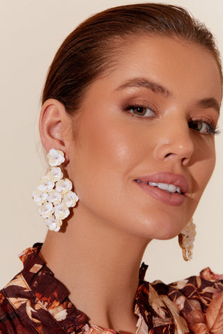 Keely Sequin Event Earrings - Cream White