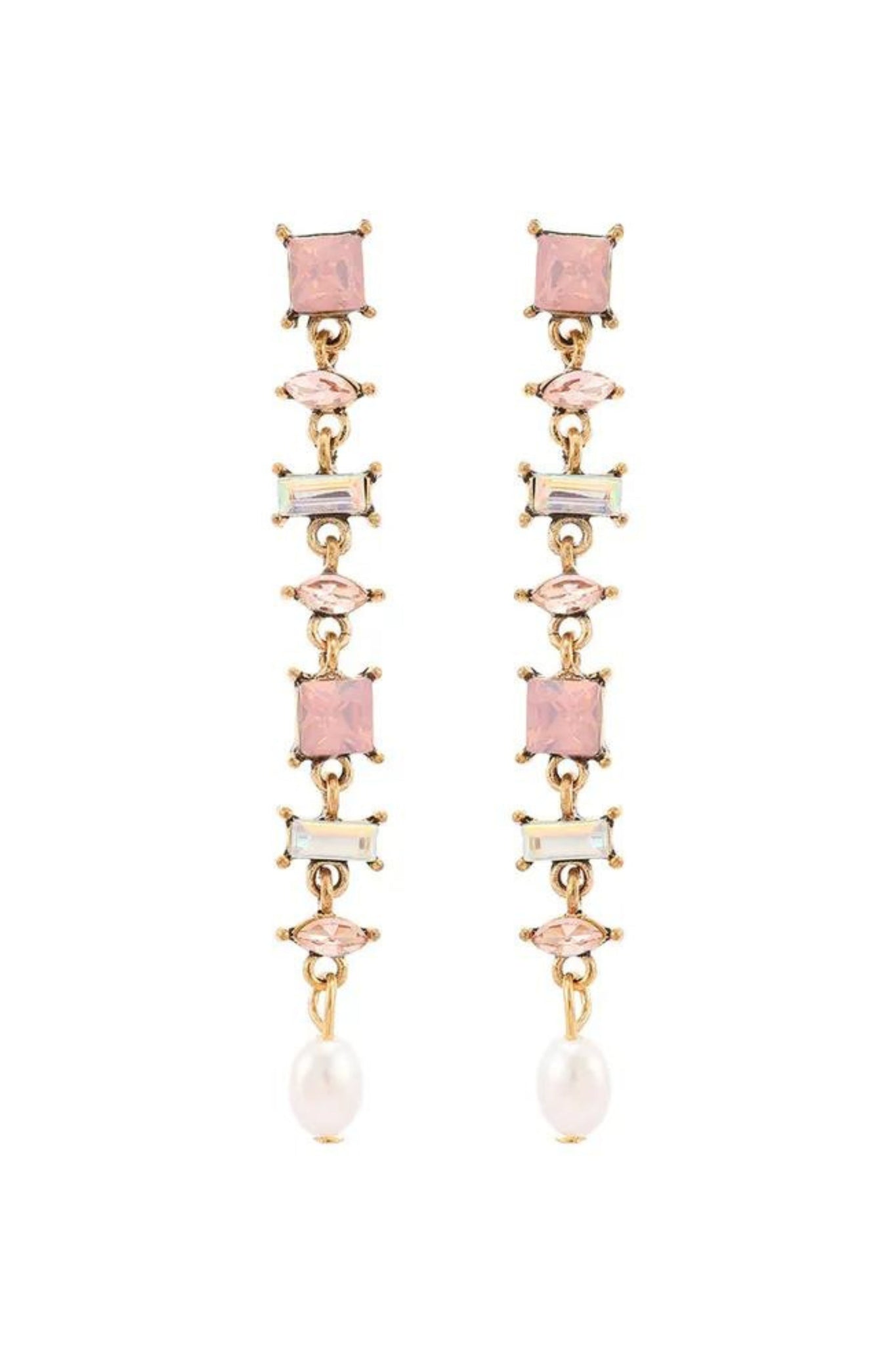 Kelly Crystal Pearl Drop Event Earrings - Pink