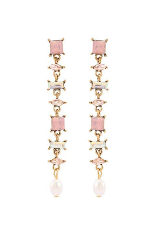 Kelly Crystal Pearl Drop Event Earrings - Pink