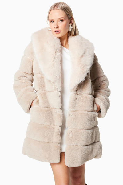 Keystone Faux Fur Coat - Beige